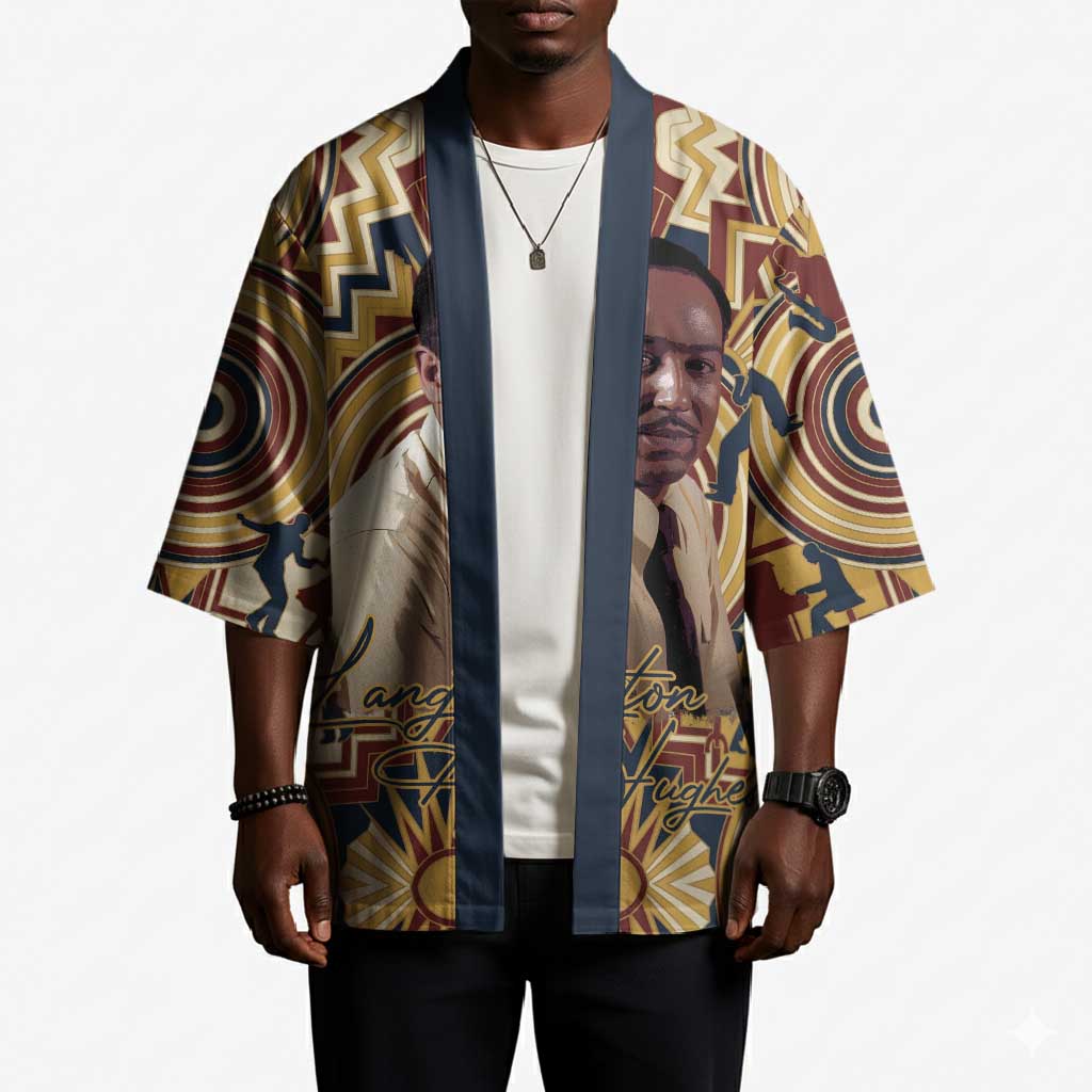 Langston Hughes Kimono Vibrant Jazz Age Pattern - Typewriter and Silhouettes Celebration of Harlem Renaissance - Wonder Print Shop