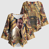 Langston Hughes Kimono Sleeve Blouse Vibrant Jazz Age Pattern - Typewriter and Silhouettes Celebration of Harlem Renaissance - Wonder Print Shop
