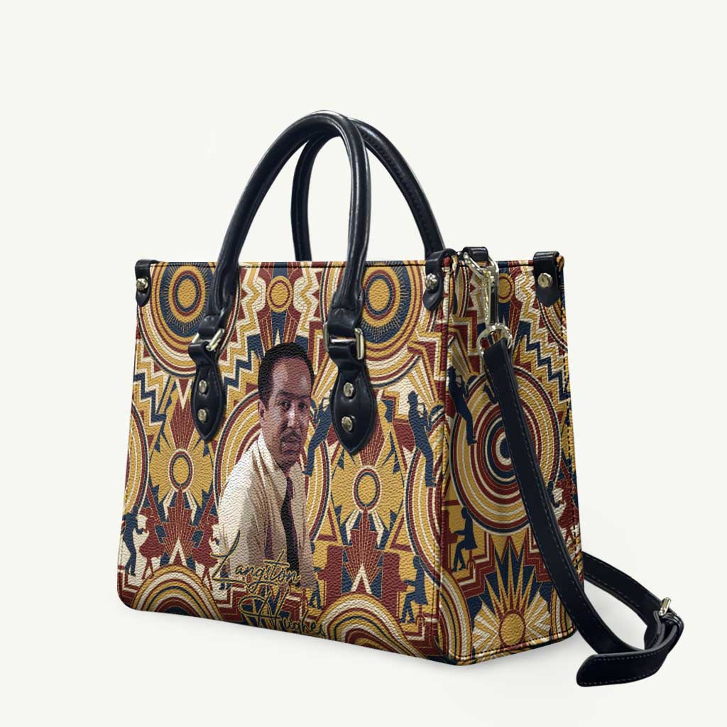Langston Hughes Leather Bag Vibrant Jazz Age Pattern - Typewriter and Silhouettes Celebration of Harlem Renaissance - Wonder Print Shop