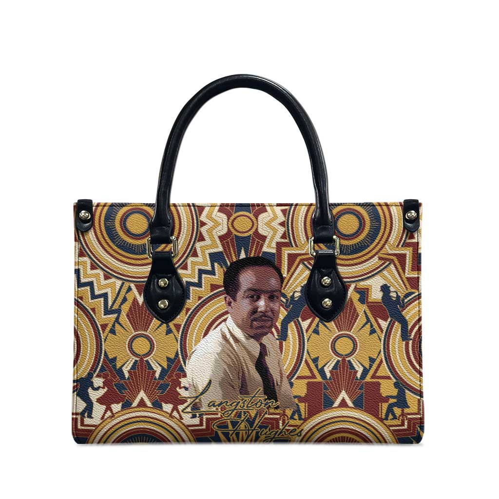 Langston Hughes Leather Bag Vibrant Jazz Age Pattern - Typewriter and Silhouettes Celebration of Harlem Renaissance - Wonder Print Shop