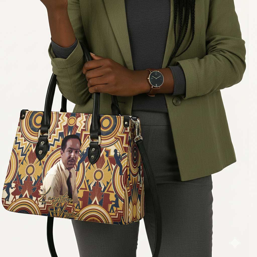Langston Hughes Leather Bag Vibrant Jazz Age Pattern - Typewriter and Silhouettes Celebration of Harlem Renaissance - Wonder Print Shop