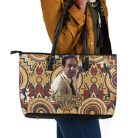 Langston Hughes Leather Tote Bag Vibrant Jazz Age Pattern - Typewriter and Silhouettes Celebration of Harlem Renaissance - Wonder Print Shop