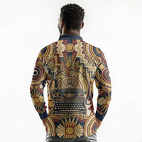 Langston Hughes Long Sleeve Polo Shirt Vibrant Jazz Age Pattern - Typewriter and Silhouettes Celebration of Harlem Renaissance - Wonder Print Shop