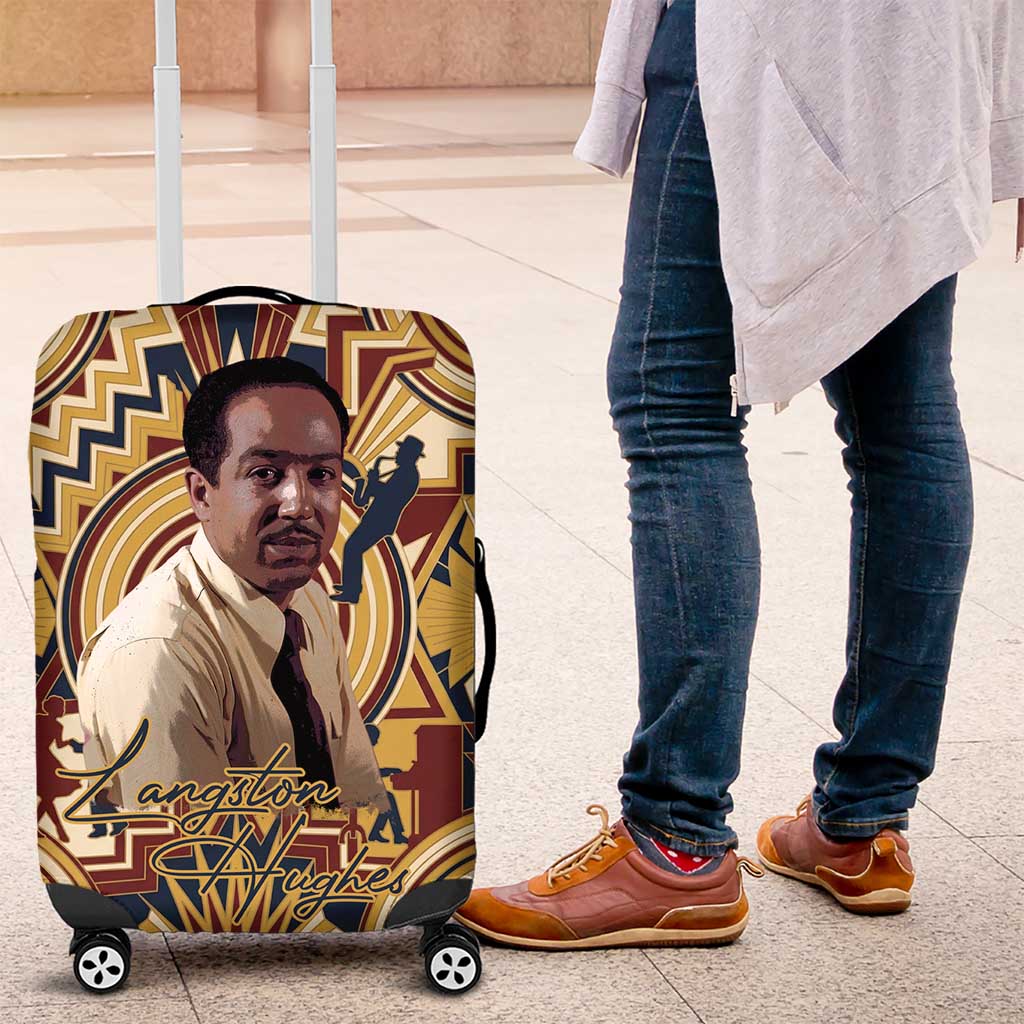 Langston Hughes Luggage Cover Vibrant Jazz Age Pattern - Typewriter and Silhouettes Celebration of Harlem Renaissance - Wonder Print Shop
