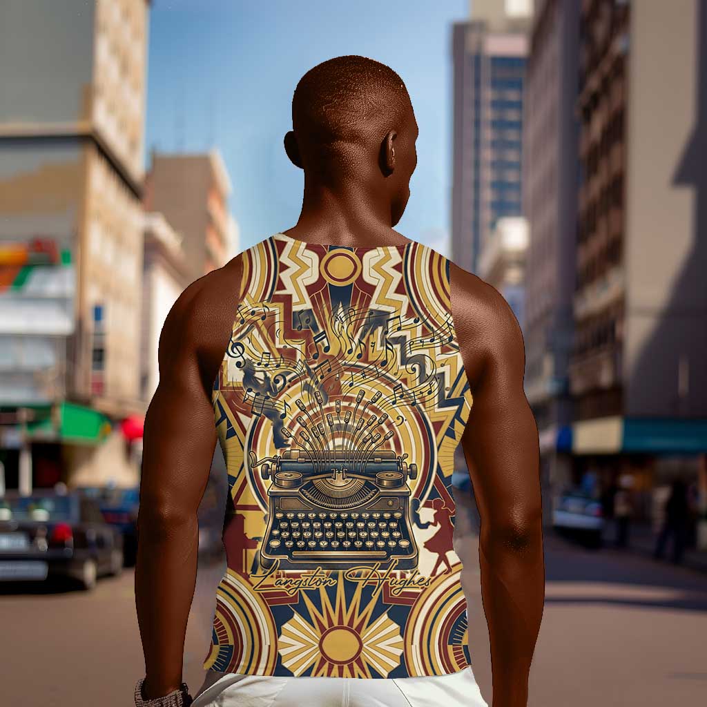 Langston Hughes Men Tank Top Vibrant Jazz Age Pattern - Typewriter and Silhouettes Celebration of Harlem Renaissance - Wonder Print Shop