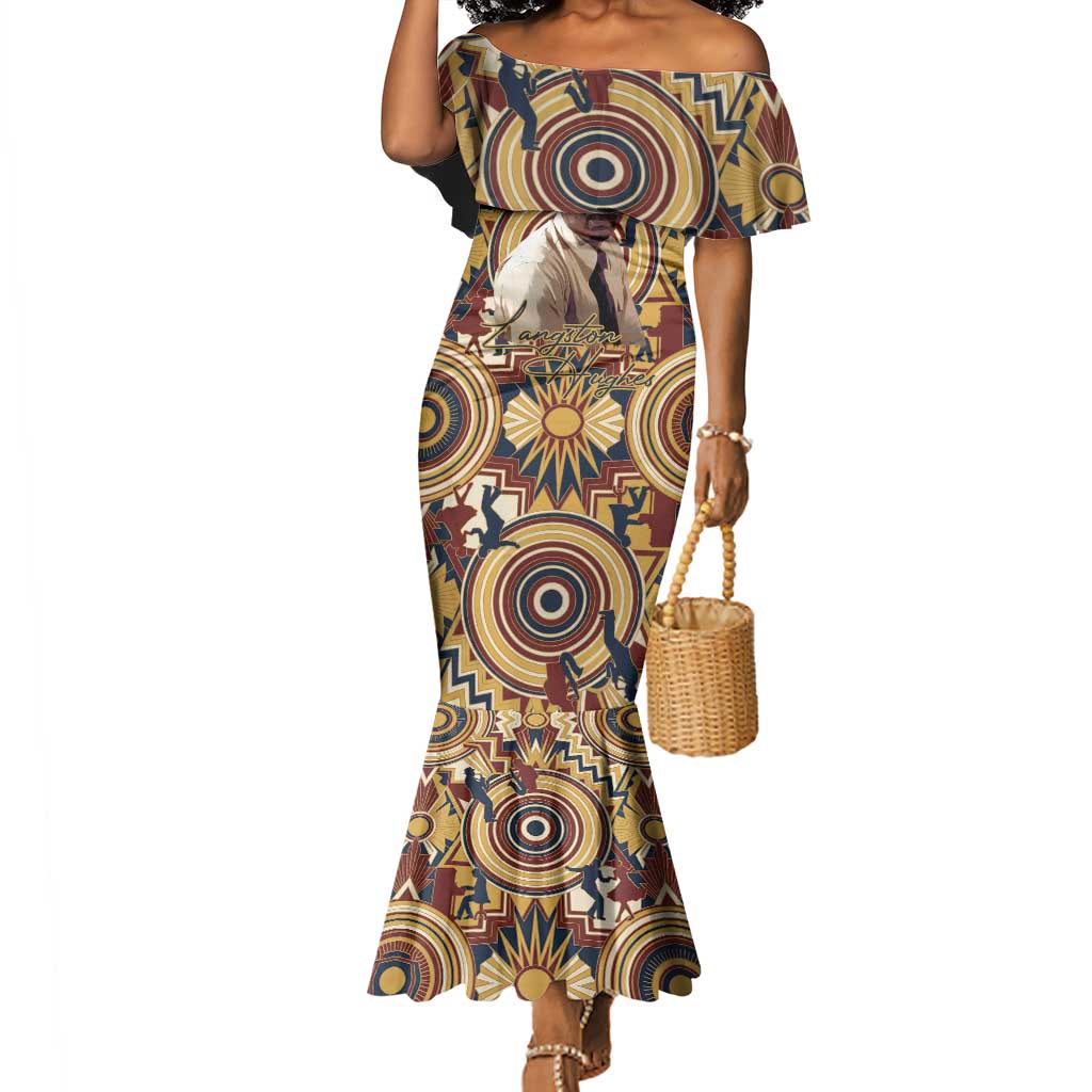 Langston Hughes Mermaid Dress Vibrant Jazz Age Pattern - Typewriter and Silhouettes Celebration of Harlem Renaissance - Wonder Print Shop