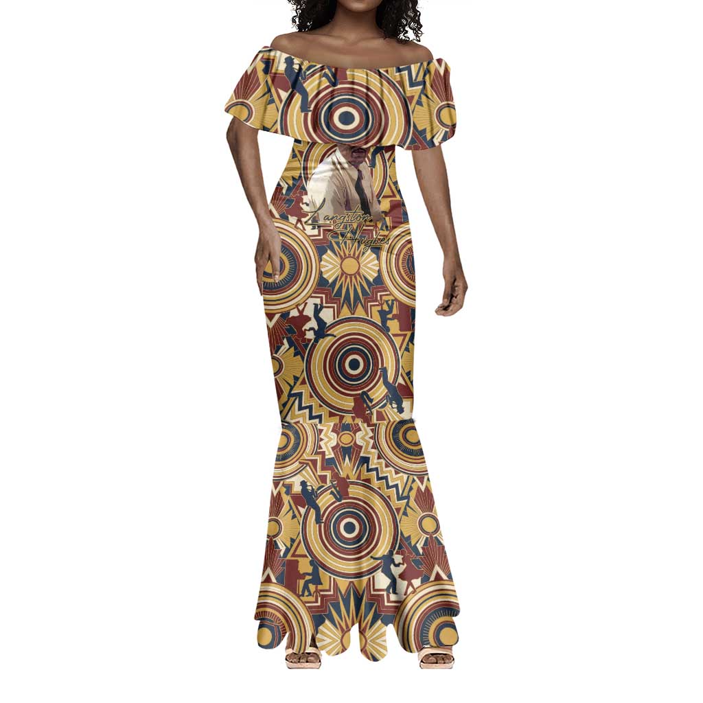 Langston Hughes Mermaid Dress Vibrant Jazz Age Pattern - Typewriter and Silhouettes Celebration of Harlem Renaissance - Wonder Print Shop