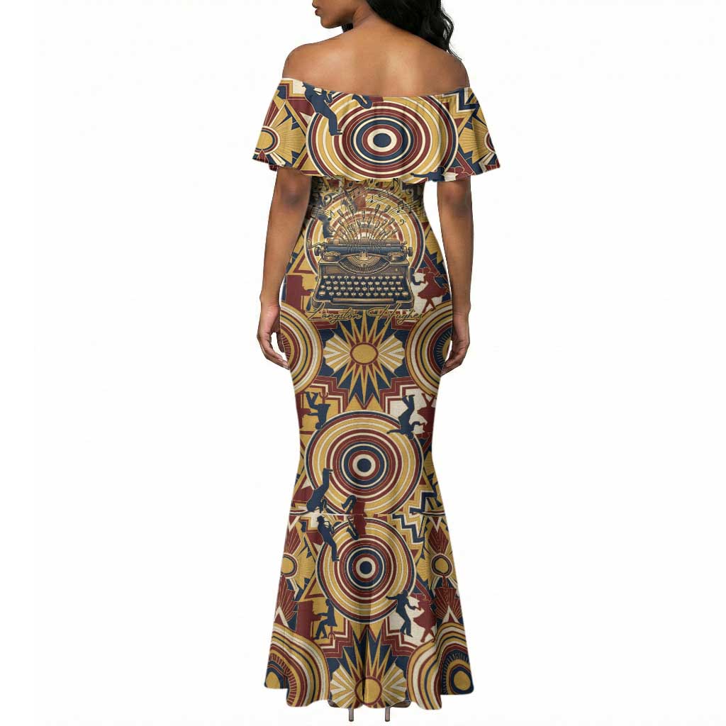 Langston Hughes Mermaid Dress Vibrant Jazz Age Pattern - Typewriter and Silhouettes Celebration of Harlem Renaissance - Wonder Print Shop