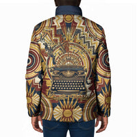 Langston Hughes Padded Jacket Vibrant Jazz Age Pattern - Typewriter and Silhouettes Celebration of Harlem Renaissance - Wonder Print Shop