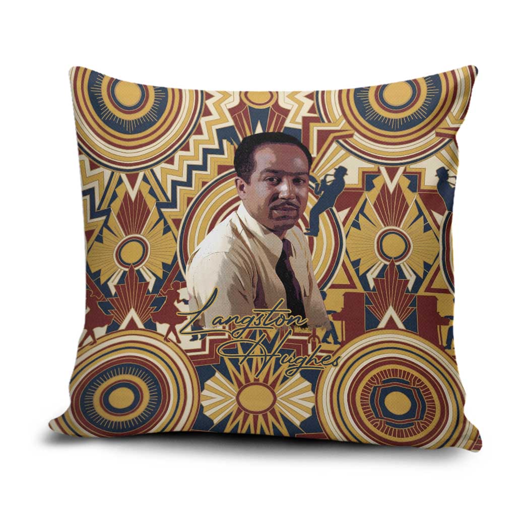 Langston Hughes Pillow Cover Vibrant Jazz Age Pattern - Typewriter and Silhouettes Celebration of Harlem Renaissance - Wonder Print Shop