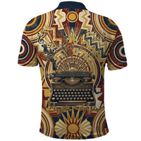 Langston Hughes Polo Shirt Vibrant Jazz Age Pattern - Typewriter and Silhouettes Celebration of Harlem Renaissance - Wonder Print Shop