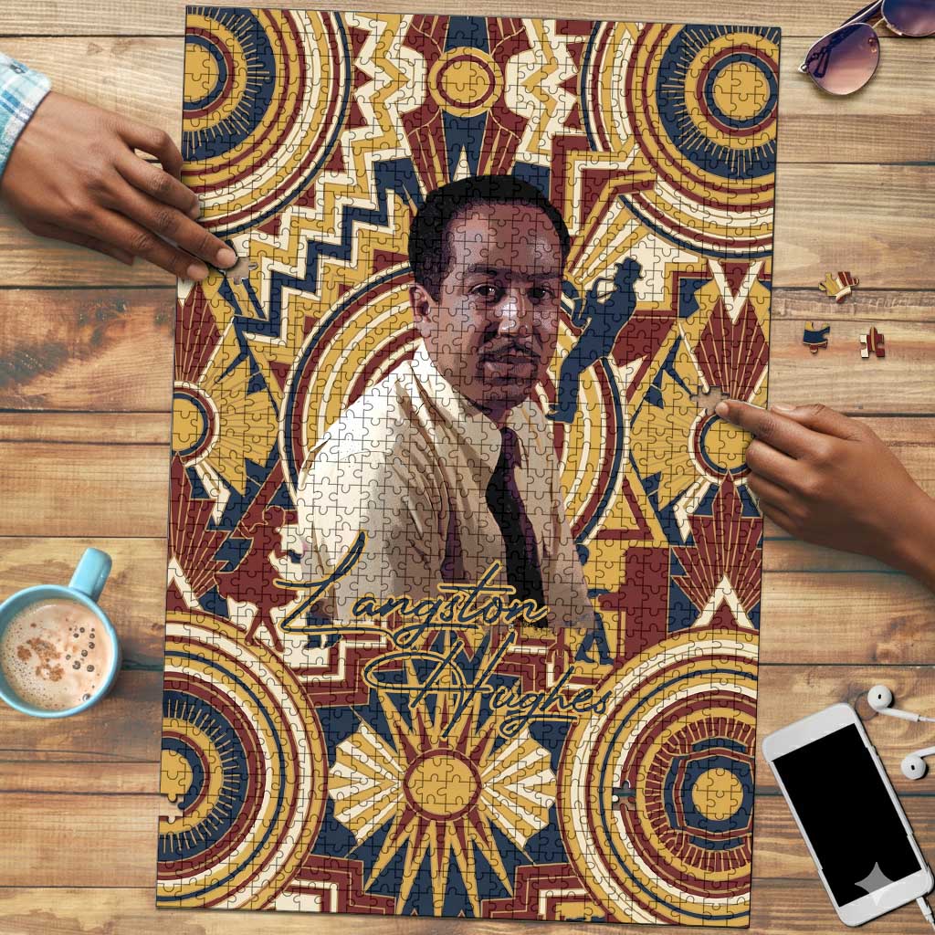 Langston Hughes Puzzle Vibrant Jazz Age Pattern - Typewriter and Silhouettes Celebration of Harlem Renaissance - Wonder Print Shop