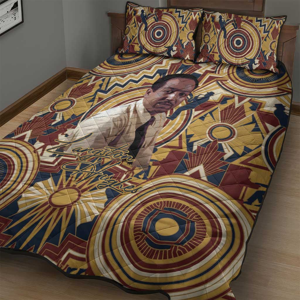 Langston Hughes Quilt Bed Set Vibrant Jazz Age Pattern - Typewriter and Silhouettes Celebration of Harlem Renaissance - Wonder Print Shop