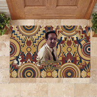 Langston Hughes Rubber Doormat Vibrant Jazz Age Pattern - Typewriter and Silhouettes Celebration of Harlem Renaissance - Wonder Print Shop