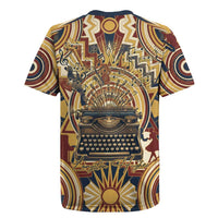 Langston Hughes Rugby Jersey Vibrant Jazz Age Pattern - Typewriter and Silhouettes Celebration of Harlem Renaissance - Wonder Print Shop
