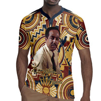 Langston Hughes Rugby Jersey Vibrant Jazz Age Pattern - Typewriter and Silhouettes Celebration of Harlem Renaissance - Wonder Print Shop