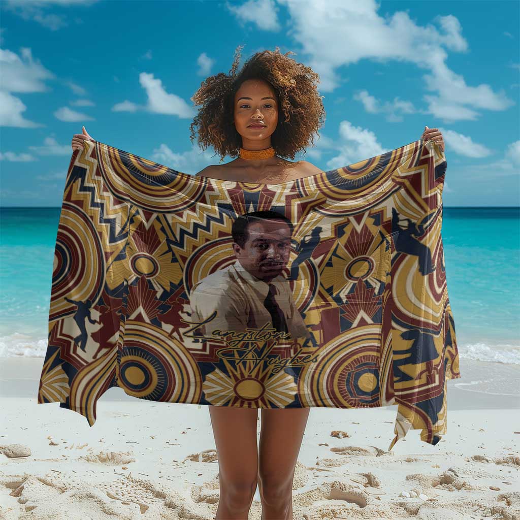 Langston Hughes Sarong Vibrant Jazz Age Pattern - Typewriter and Silhouettes Celebration of Harlem Renaissance - Wonder Print Shop