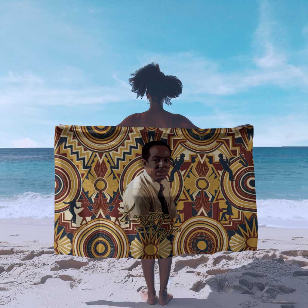 Langston Hughes Sarong Vibrant Jazz Age Pattern - Typewriter and Silhouettes Celebration of Harlem Renaissance - Wonder Print Shop