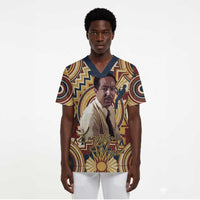 Langston Hughes Scrub Top Vibrant Jazz Age Pattern - Typewriter and Silhouettes Celebration of Harlem Renaissance - Wonder Print Shop