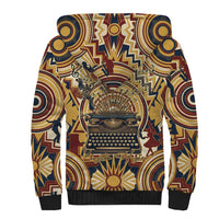 Langston Hughes Sherpa Hoodie Vibrant Jazz Age Pattern - Typewriter and Silhouettes Celebration of Harlem Renaissance - Wonder Print Shop