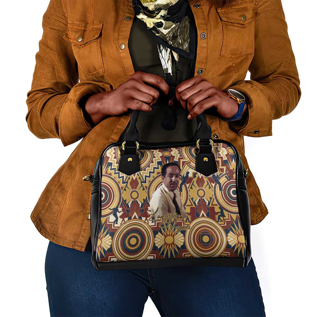 Langston Hughes Shoulder Handbag Vibrant Jazz Age Pattern - Typewriter and Silhouettes Celebration of Harlem Renaissance - Wonder Print Shop