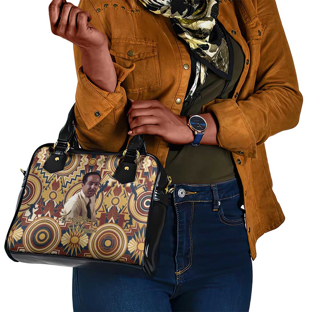 Langston Hughes Shoulder Handbag Vibrant Jazz Age Pattern - Typewriter and Silhouettes Celebration of Harlem Renaissance - Wonder Print Shop
