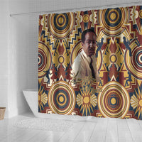 Langston Hughes Shower Curtain Vibrant Jazz Age Pattern - Typewriter and Silhouettes Celebration of Harlem Renaissance - Wonder Print Shop