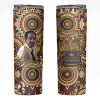 Langston Hughes Skinny Tumbler Vibrant Jazz Age Pattern - Typewriter and Silhouettes Celebration of Harlem Renaissance - Wonder Print Shop