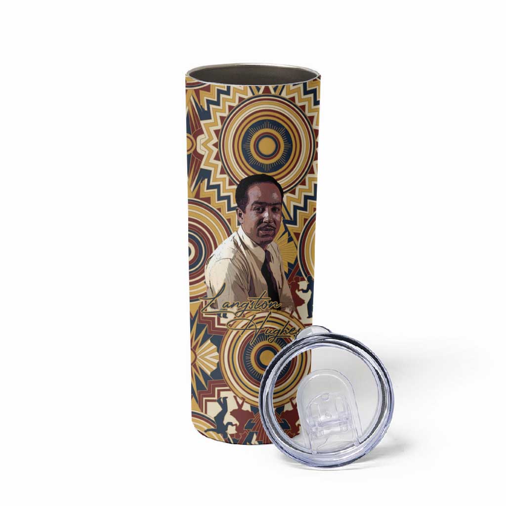 Langston Hughes Skinny Tumbler Vibrant Jazz Age Pattern - Typewriter and Silhouettes Celebration of Harlem Renaissance - Wonder Print Shop