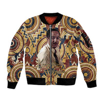 Langston Hughes Sleeve Zip Bomber Jacket Vibrant Jazz Age Pattern - Typewriter and Silhouettes Celebration of Harlem Renaissance - Wonder Print Shop