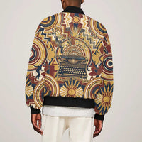 Langston Hughes Sleeve Zip Bomber Jacket Vibrant Jazz Age Pattern - Typewriter and Silhouettes Celebration of Harlem Renaissance - Wonder Print Shop