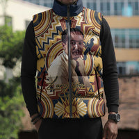Langston Hughes Sleeveless Puffer Jacket Vibrant Jazz Age Pattern - Typewriter and Silhouettes Celebration of Harlem Renaissance - Wonder Print Shop