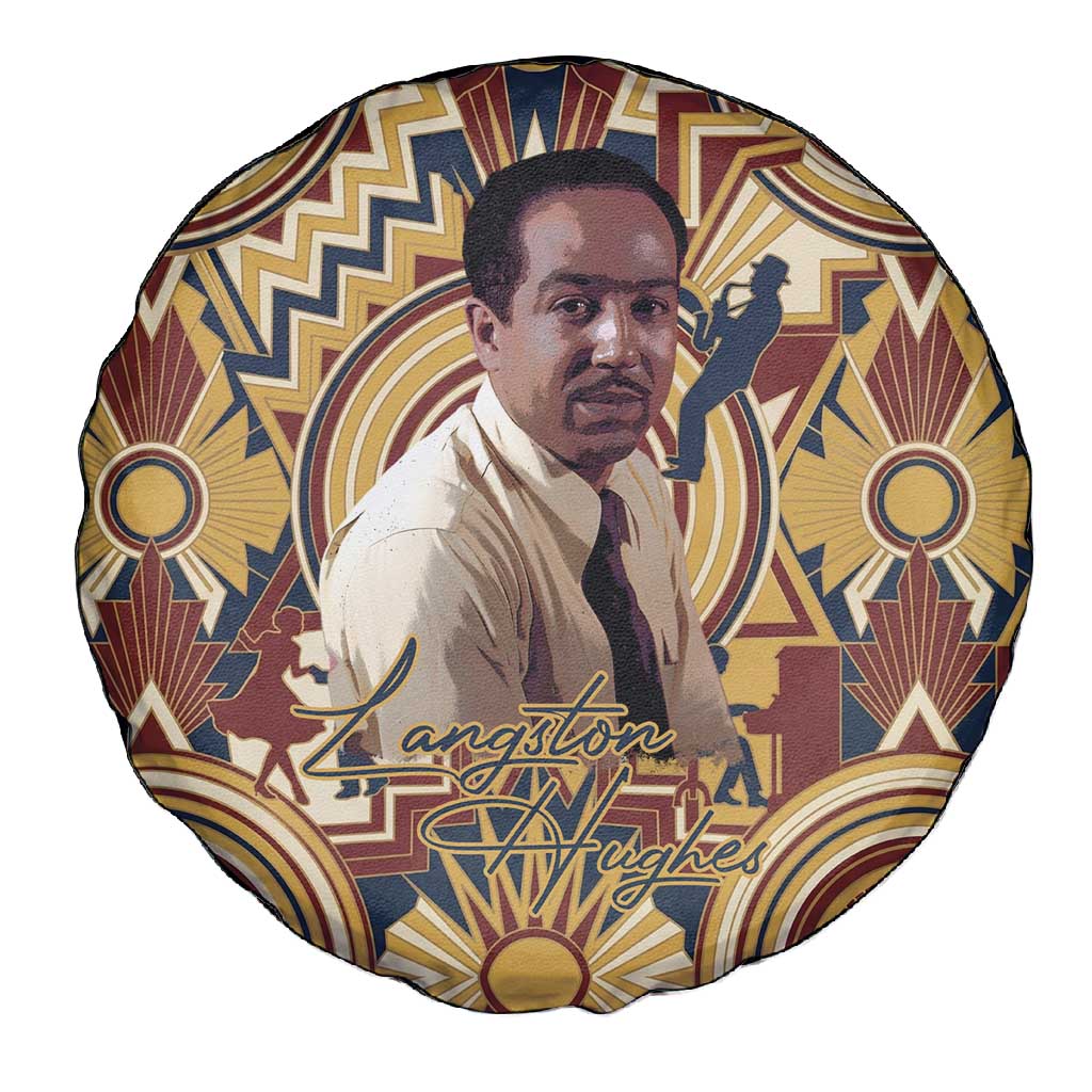 Langston Hughes Spare Tire Cover Vibrant Jazz Age Pattern - Typewriter and Silhouettes Celebration of Harlem Renaissance - Wonder Print Shop