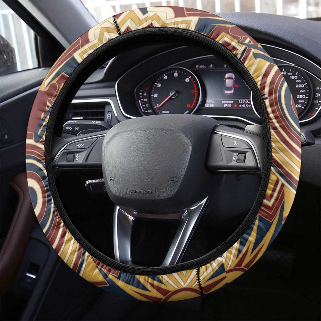 Langston Hughes Steering Wheel Cover Vibrant Jazz Age Pattern - Typewriter and Silhouettes Celebration of Harlem Renaissance - Wonder Print Shop