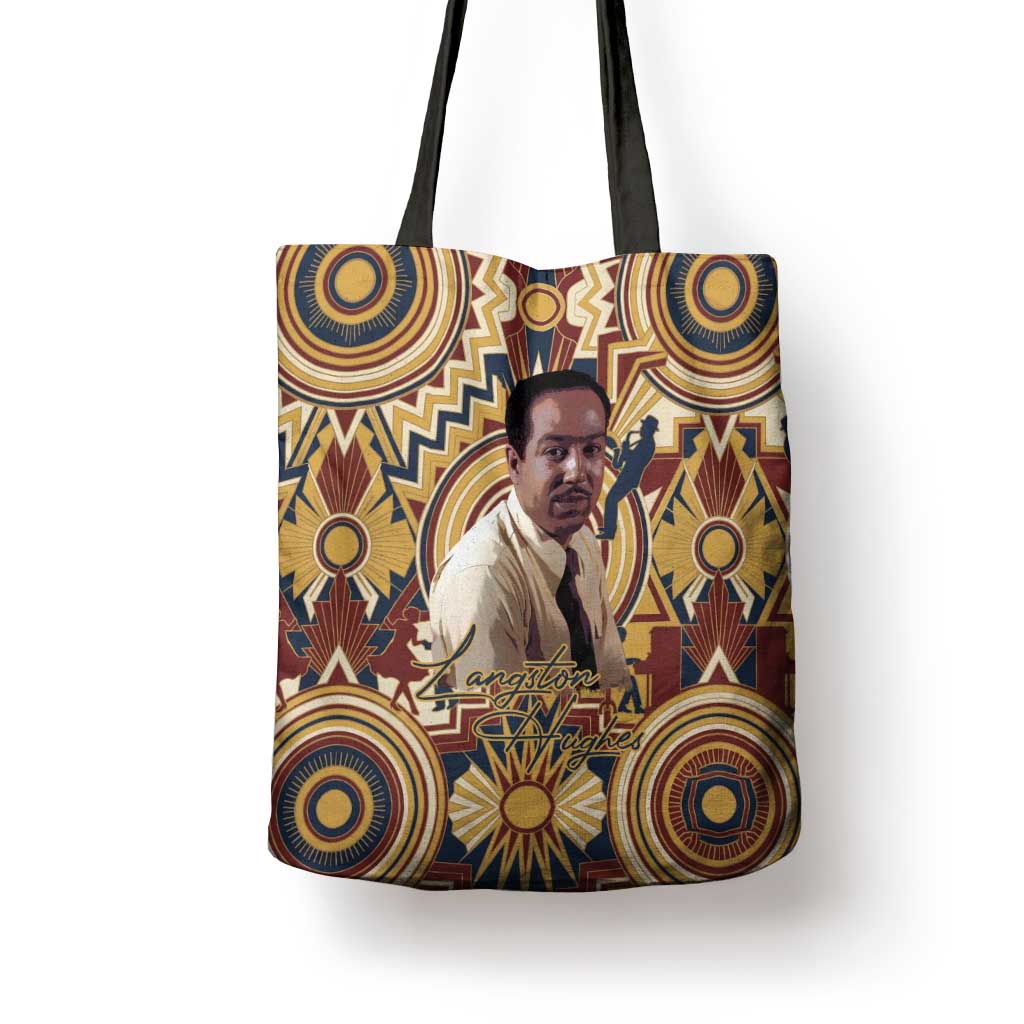 Langston Hughes Tote Bag Vibrant Jazz Age Pattern - Typewriter and Silhouettes Celebration of Harlem Renaissance - Wonder Print Shop