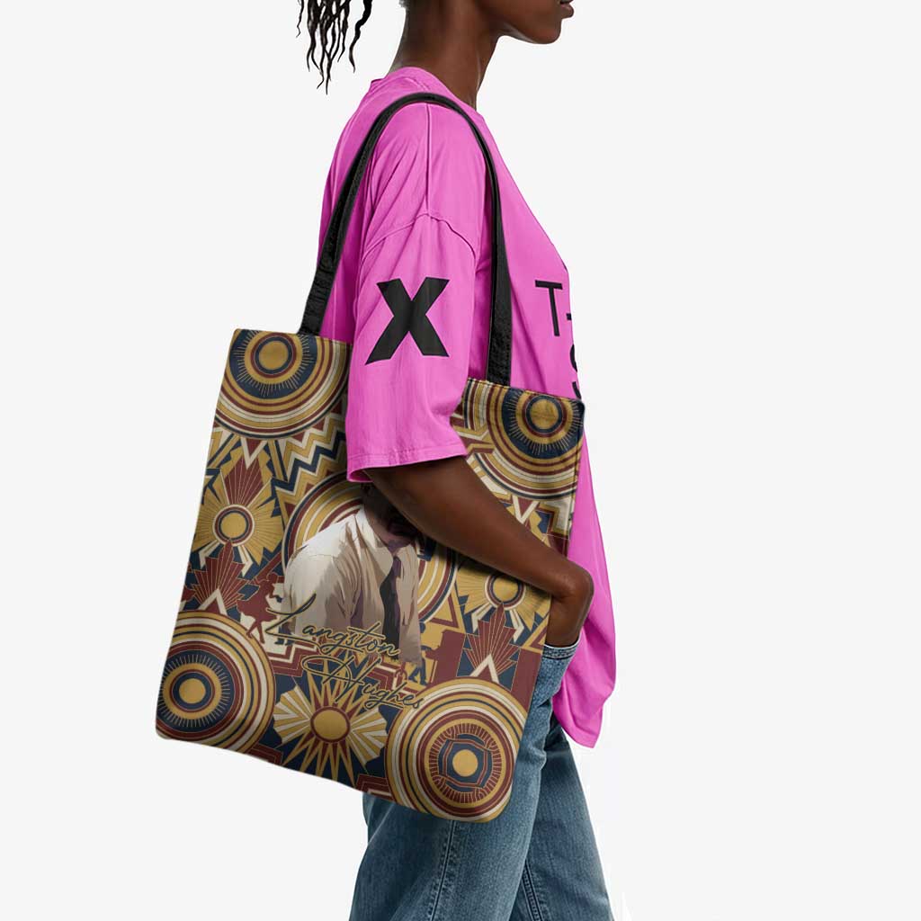 Langston Hughes Tote Bag Vibrant Jazz Age Pattern - Typewriter and Silhouettes Celebration of Harlem Renaissance - Wonder Print Shop