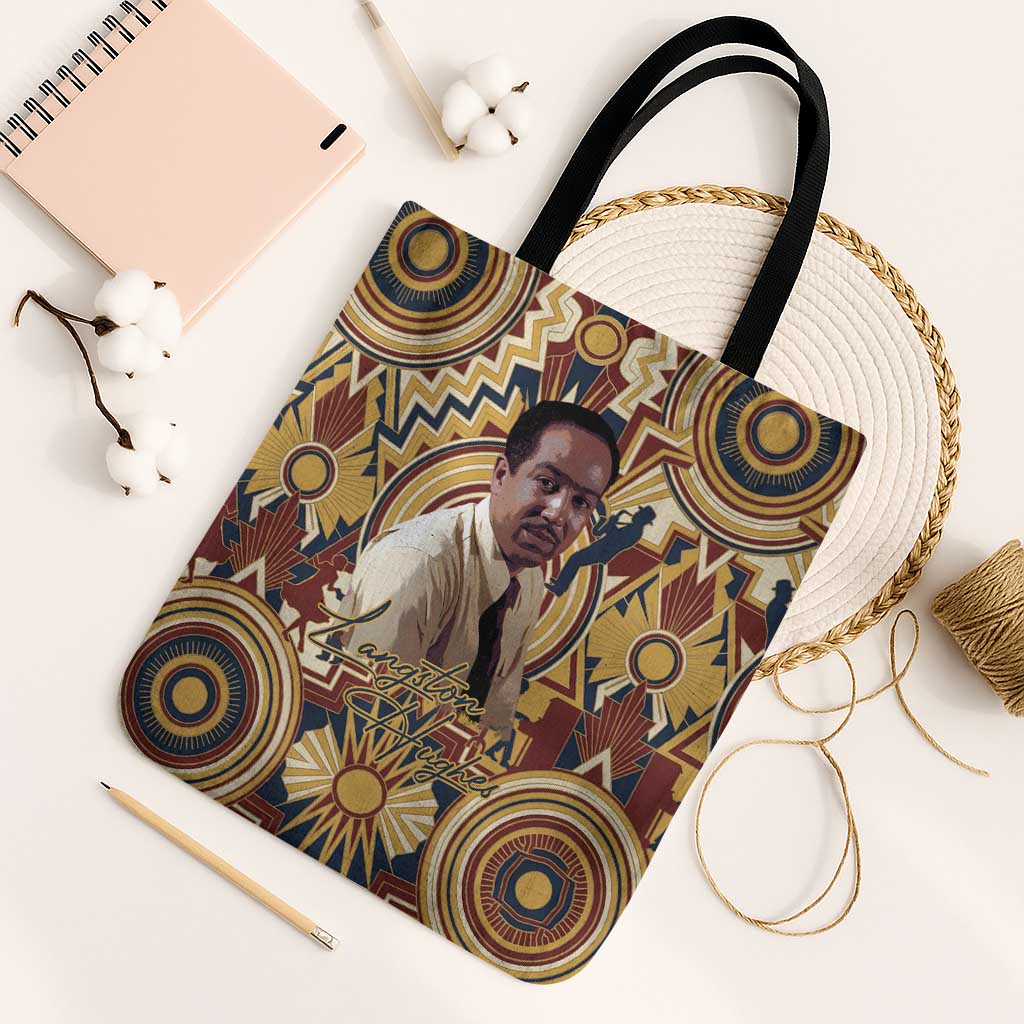 Langston Hughes Tote Bag Vibrant Jazz Age Pattern - Typewriter and Silhouettes Celebration of Harlem Renaissance - Wonder Print Shop