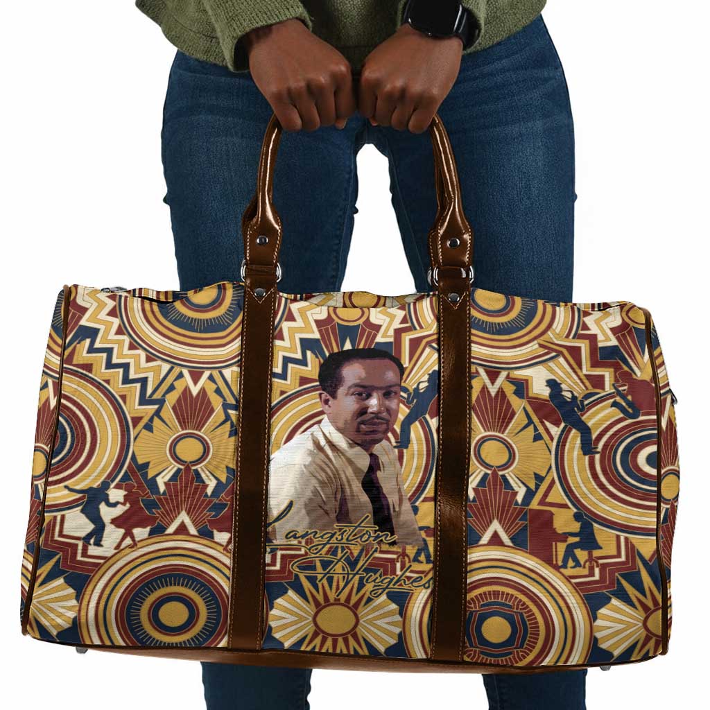 Langston Hughes Travel Bag Vibrant Jazz Age Pattern - Typewriter and Silhouettes Celebration of Harlem Renaissance - Wonder Print Shop