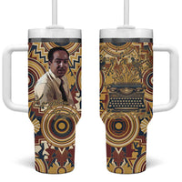 Langston Hughes Tumbler With Handle Vibrant Jazz Age Pattern - Typewriter and Silhouettes Celebration of Harlem Renaissance - Wonder Print Shop