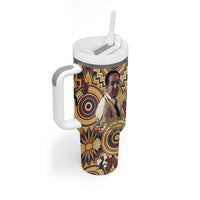 Langston Hughes Tumbler With Handle Vibrant Jazz Age Pattern - Typewriter and Silhouettes Celebration of Harlem Renaissance - Wonder Print Shop