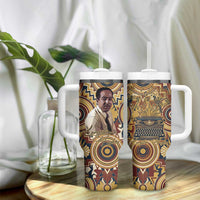 Langston Hughes Tumbler With Handle Vibrant Jazz Age Pattern - Typewriter and Silhouettes Celebration of Harlem Renaissance - Wonder Print Shop