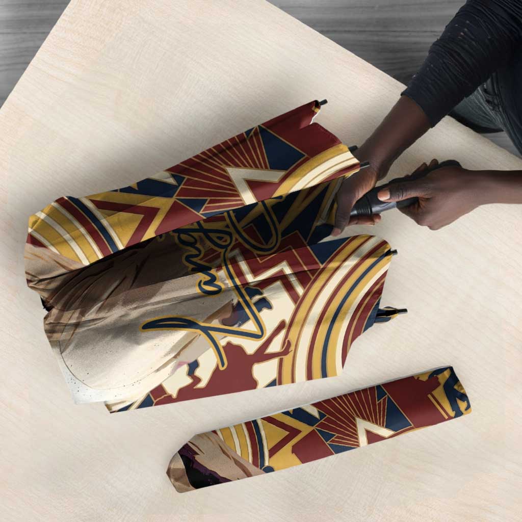 Langston Hughes Umbrella Vibrant Jazz Age Pattern - Typewriter and Silhouettes Celebration of Harlem Renaissance - Wonder Print Shop