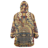 Langston Hughes Wearable Blanket Hoodie Vibrant Jazz Age Pattern - Typewriter and Silhouettes Celebration of Harlem Renaissance - Wonder Print Shop