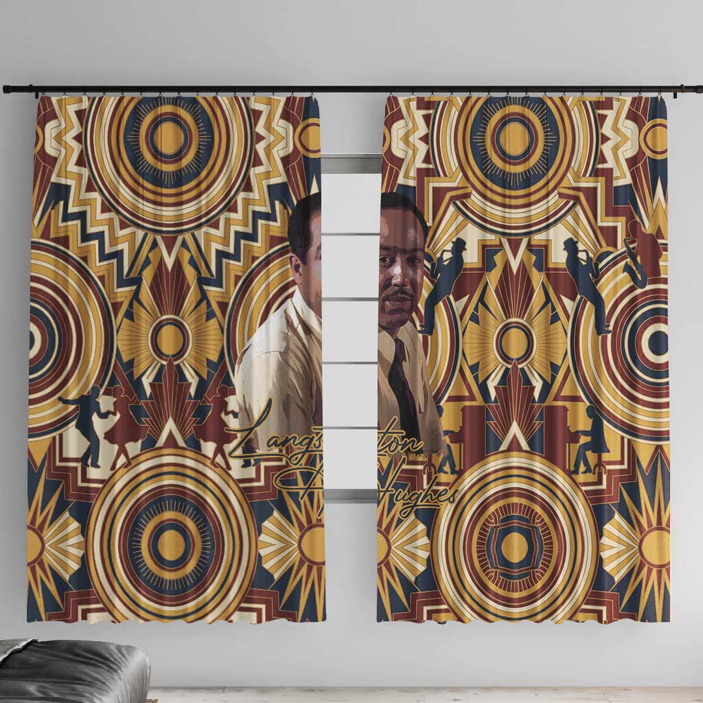Langston Hughes Window Curtain Vibrant Jazz Age Pattern - Typewriter and Silhouettes Celebration of Harlem Renaissance - Wonder Print Shop