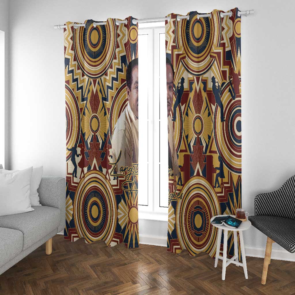Langston Hughes Window Curtain Vibrant Jazz Age Pattern - Typewriter and Silhouettes Celebration of Harlem Renaissance - Wonder Print Shop
