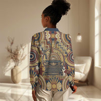 Langston Hughes Women Casual Shirt Vibrant Jazz Age Pattern - Typewriter and Silhouettes Celebration of Harlem Renaissance - Wonder Print Shop