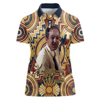 Langston Hughes Women Polo Shirt Vibrant Jazz Age Pattern - Typewriter and Silhouettes Celebration of Harlem Renaissance - Wonder Print Shop