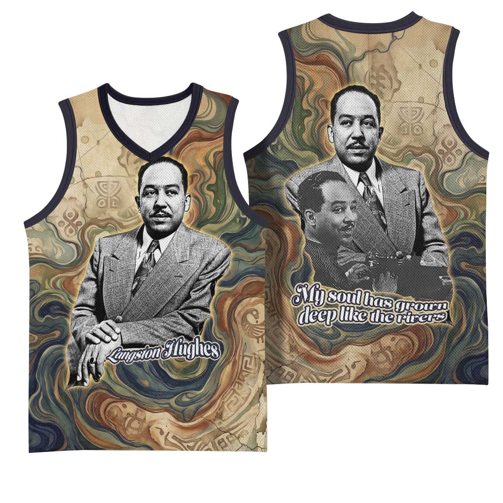 Langston Hughes Basketball Jersey My Soul Has Grown Deep Like the Rivers - Wonder Print Shop