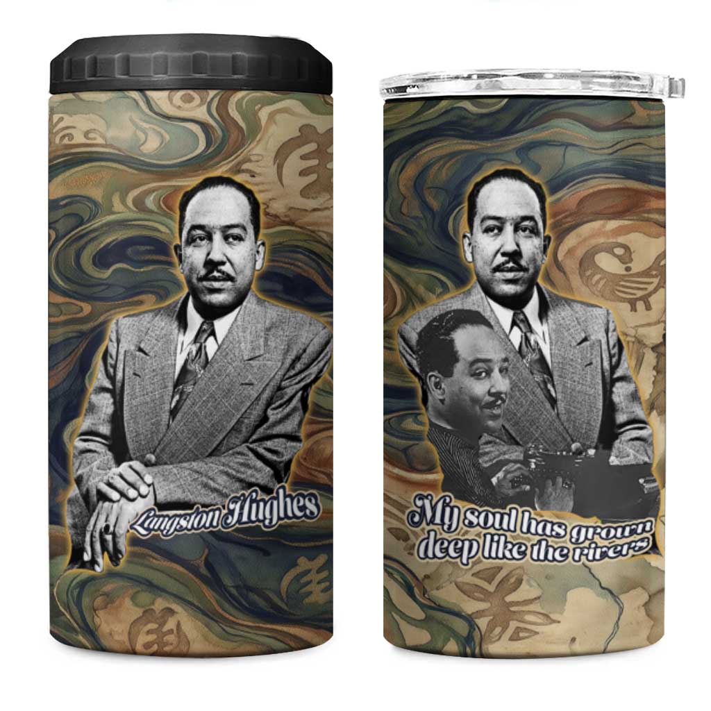 Langston Hughes 4 in 1 Can Cooler Tumbler My Soul Has Grown Deep Like the Rivers - Wonder Print Shop
