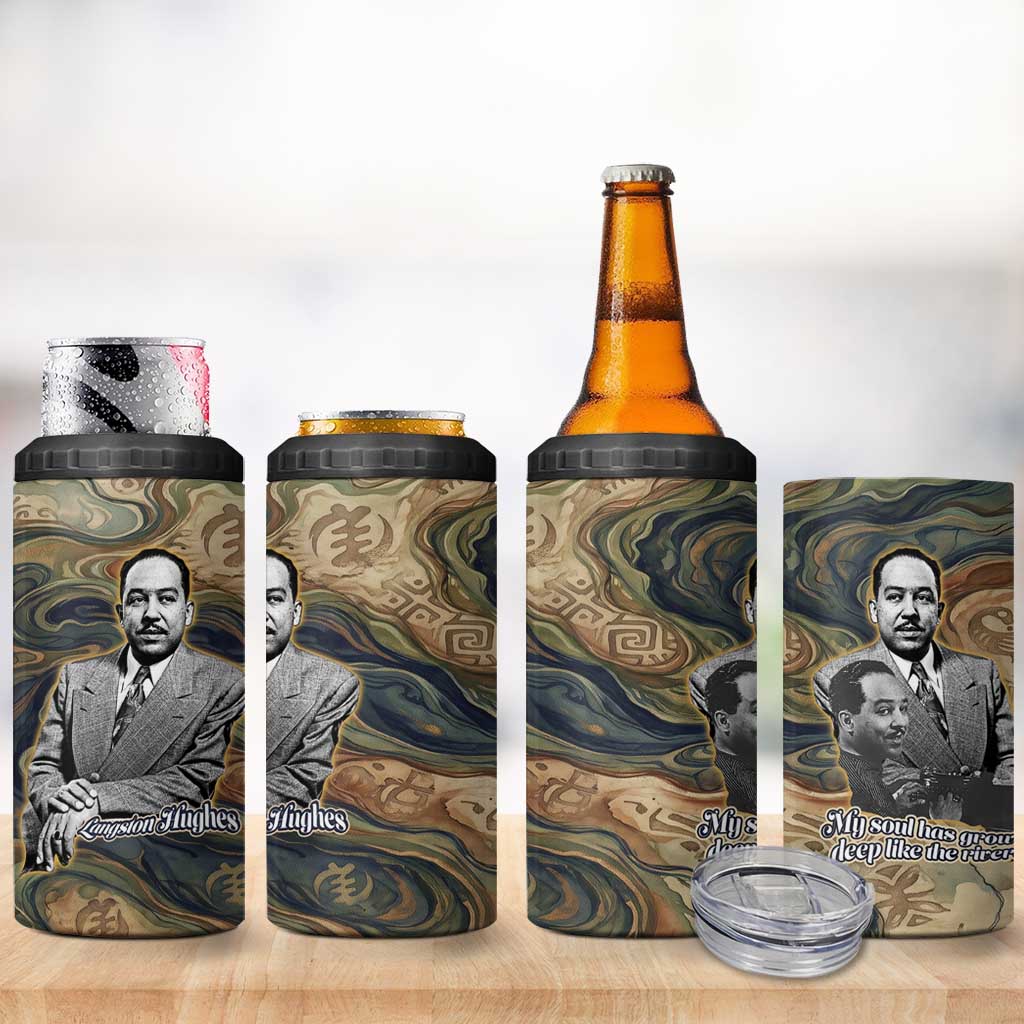 Langston Hughes 4 in 1 Can Cooler Tumbler My Soul Has Grown Deep Like the Rivers - Wonder Print Shop